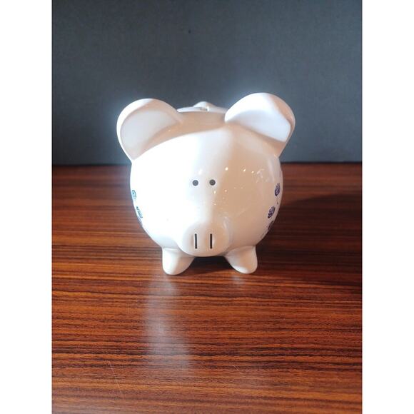 Ceramic Coin Bank Pig "Bill" & 65 Roses Collection Blue & White - Picture 2 of 10